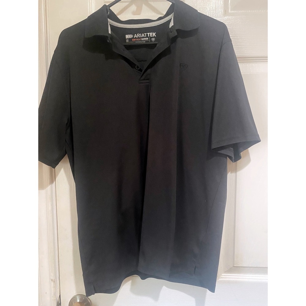 #355 Black Mens Ariat AriatTEK Heat Series Performance Polo Shirt